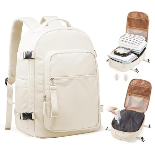 coofay Zaino Sottovuoto Viaggio con Pompa Zaino Ryanair 40x20x25 Sottovuoto Airback Bagaglio a Mano 40x20x25 Ryanair Zaini da Viaggio Beige