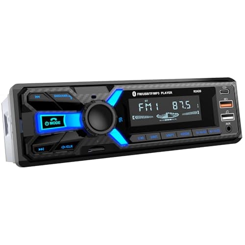 RDS Autoradio Bluetooth, Wistrue Autoradio con Porta di ricarica Type-C Stereo Auto Bluetooth FM/AM Autoradio 1DIN con lettore MP3 vivavoce/2 USB/AUX/SD Supporta Android e iOS