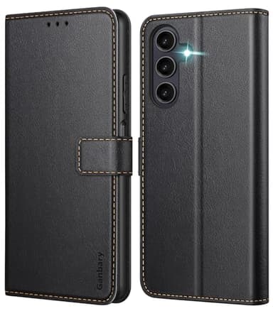 Ganbary Cover Compatibile con Samsung Galaxy A25 5G, Premium Pelle PU Flip Libro Custodia per Samsung Galaxy A25 5G [Protezione Completa] [Slot per Scheda] [Funzione di Supporto], Nero
