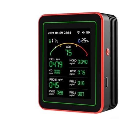 Feeshoppher Monitoraggio della qualità dell'aria 15-in-1 Monitor di inquinamento dell'aria professionale WiFi Indoor Monitor portatile AQI PM0.3 PM2.5 Tester APP Controllo domestico CO C-O2 TVOC HCHO