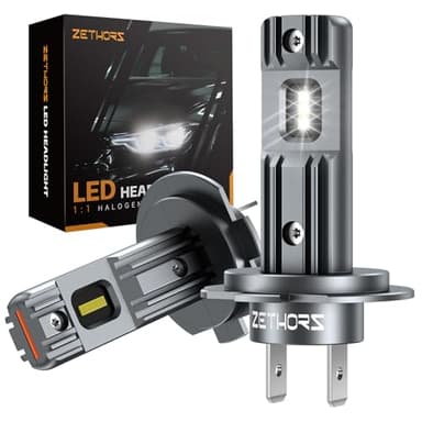Zethors Lampadine H7 LED, 2Pcs Fari LED H7 Mini 42W 10000LM 6000K Wireless Kit di Conversione per la Sostituzione dei Alogena H7 Auto,Plug and Play, Impermeabile IP68, Abbaglianti e Anabbaglianti