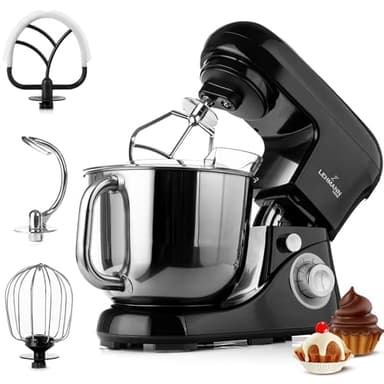 Lehmann Impastatrice Planetaria, 2200 W, Robot da Cucina Multifunzione Planetaria 5 Litri con Ciotola in Acciao Inossidabile, 6 Velocità, Pulse, 3 Ganci di Miscelazione
