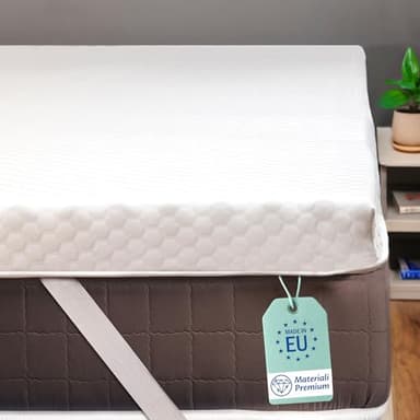 Topper Matrimoniale 160x190 Alto 4 cm Correttore in Foam per Materasso con Federa in Tessuto Antiacaro Sfoderabile e Lavabile e Materiale Antiscivolo per Letto e Divano Letto per Sonni Migliori