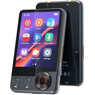 Lettore MP3 da 128 GB con Bluetooth 5.3, Lettore Musicale Portatile Touchscreen 2,4" con altoparlante, Lettore MP3 con Radio FM, Registrazione Vocale, Auricolare