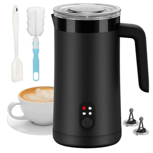 Ovetedot Montalatte Elettrico, 4-in-1 Montalatte Elettrico Cappuccino, 400ml Grande Capacità, Scaldalatte per Latte Caldo e Freddo, Schiumatore per Cappuccino, Latte, Macchiato, Nero