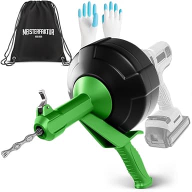 Meisterfaktur Sonda Sturatubi per Pulizia [15 m] - Funzione Automatica - Molla Stura Tubi Ideale con Alimentazione Automatica - Sonda Idraulica Stura Lavandini e Scarichi per Amanti del Fai da Te!
