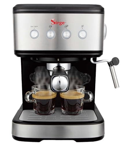 Sirge LUSSY Macchina per Caffè Espresso, Cappuccino e BEVANDE CALDE utilizza caffè in polvere e/o Cialde Potenza 1100 Watt. POMPA ITALIANA da 15bar con 3 filtri in dotazione