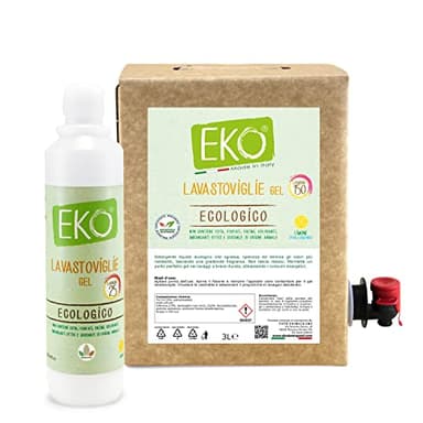 Eko Detersivo Lavastoviglie gel, Kit Bag in Box 3L e 500ml - Ecologico