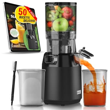 LEBENLANG Estrattore frutta e verdura - Incl. ricettario & grande apertura da 130 mm I 100% senza BPA I Slow Juicer machine Estrattori di succo a freddo I Centrifuga melograno professionale Entsafter