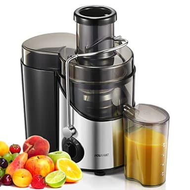 Centrifuga Frutta e Verdura HOUSNAT, 400W Estrattore Frutta e Verdura con 3 Velocità, 65 MM Bocca Grande Scivolo di Alimentazione da, Base Anti-Scivolo, Facile Pulizia, Includi Spazzola, Senza BPA