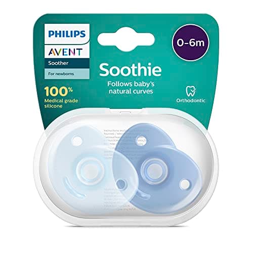PHILIPS Avent Soothie Heart, Progettato Per Seguire I Contorni Naturali Del Viso Del Bambino, Realizzato In Silicone Per Uso Medico, Scf099/21, color Blu - Confezione da 2