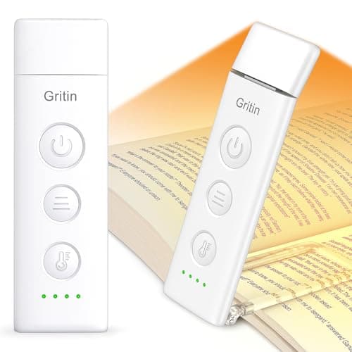 Gritin Luce per Lettura Libri a Letto Ricaricabile, 7 LED Luce Lampada da Lettura per Libro con Clip, 3 Temperature Colore, 5 Luminosità & Oscuramento Continuo per Libro Notturna