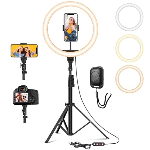 YOHOOLYO Ring Light Professional 12",Luce per Selfie,64" Staffa Triangolare,Luce ad Anello LED da 3 modalità di Illuminazione con 10 luminosità,per Trucco,Fotografia,TikTok,Youtube e Video Selfie