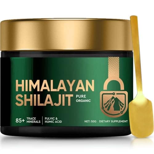 Shilajit, Shilajit Puro Himalaya, Integratore Originale di Shilajit Ricco di Acido Fulvico e Oltre 85 Oligominerali per Uomini e Donne, 60 Dosi