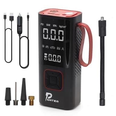 Panter Compressore Portatile per Auto, Moto, Bici e Palloni - Efficienza e Comodità con Display Digitale e Accessori Universali