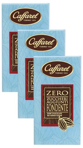 Caffarel Tavoletta Senza Zucchero, Fondente (Confezione da 3)