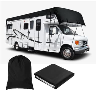 Copertura protettiva per tetto di roulotte e camper, in tessuto Oxford 210D, protezione superiore per tetto auto, colore nero (6,5 x 3 m)