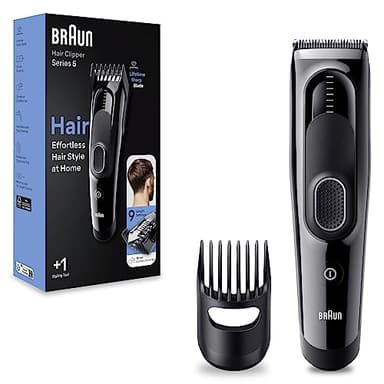 Braun Series 5 TAGLIACAPELLI UOMO, Con 9 Impostazioni Di Lunghezza, Sistema Di Memoria Safetylock , lame Ultra Affilate, 1 Pettine, Batteria Ni-Mh 50 Minuti Di Autonomia, HC5310