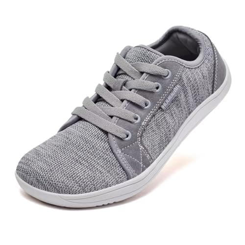 HOBIBEAR Uomo Donna Barefoot Scarpe Minimaliste Unisex Trail Running Scarpa da Camminata Leggere Antiscivolo (Grigio Chiaro,EU 45)