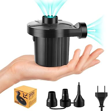 VMUTGA Pompa ad aria elettrica pompa ad aria per materasso ad aria, pompa 2 in 1 materasso ad aria con 3 ugelli d'aria per materasso gonfiabile, divani, piscine, giocattoli e galleggianti
