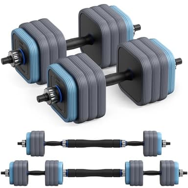 Merach 3 in 1 Set di Manubri Palestra Regolabili con Barra Bilanciere, Pesi Palestra Manubri Regolabili, Bilanciere Palestra, Tubo di Collegamento Multifunzione per Allenamento Palestra in Casa-30KG