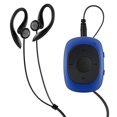 AGPTEK 64GB Lettore MP3 con Clip, Lettore MP3 Sportivo Portatile con Radio FM e Riproduzione Casuale di Musica Mini Lettore Musicale per la Corri con Guscio in Silicone e Cuffie Cablate, Blu