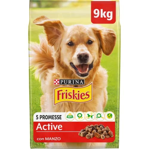 PURINA FRISKIES Active Crocchette per Cani Adulti con Manzo Sacco da 9kg