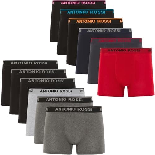 ANTONIO ROSSI (confezione da 12) boxer aderenti da uomo - Boxer da uomo multipack con elastico in vita, Colori Scuri Assortiti, XL