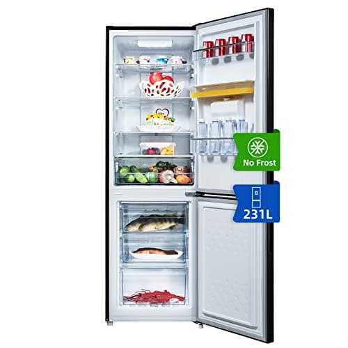 CHiQ Frigorifero Combinato FBM228NE4DE 228 Litres (158+70) Frigo ventilato e Congelatore No Frost, Inox scuro, Porte reversibili, Classe energetica E, 41db, 12 anni di garanzia sul compressore