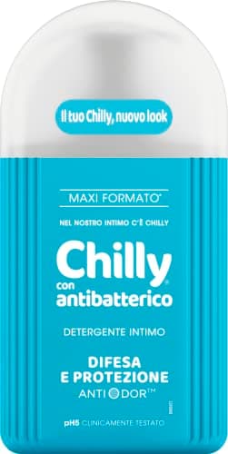 Chilly, Detergente Intimo con Antibatterico, Difesa e protezione, con Anti-Odor, Per L'Igiene Intima, con estratti di timo e salvia dalle proprietà igienizzanti, pH 5, Clinicamente Testato - 300 ml
