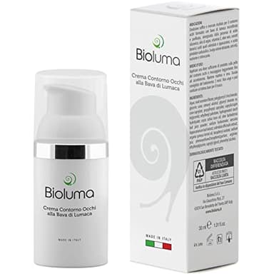 Bioluma Bava di Lumaca Crema Contorno Occhi 30ml Idratante Nutriente Antiage con Acido Ialuronico Olio di Argan Calendula Aloe Vera Coadiuvante Trattamento Antirughe Occhiaie Uomo Donna Made in Italy
