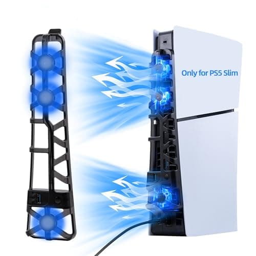 Tolesum Ventola di Raffreddamento SOLO per PS5 Slim Console, Stazione di Raffreddamento con Luce LED/Funzione di Memoria / USB3.0 HUB/Auto ON/OFF per Playstation5 Slim Digital Edition&UHD Accessori