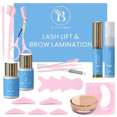Laminazione Ciglia Kit Completo, Kit per laminazione sopracciglia, Soluzione 2 in 1, Kit per la Laminazione delle Sopracciglia a Casa, Durata 6-8 Settimane, 15 Applicazioni, DIY Lash Lift Kit