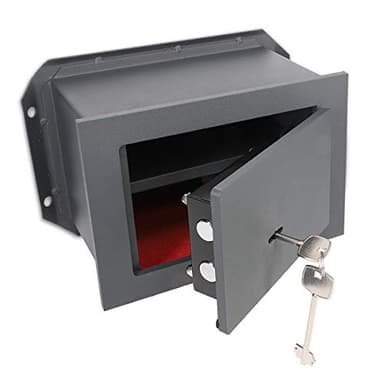 Navaris Cassaforte a Muro con Doppia Chiave - Cassetta di Sicurezza in Acciaio con Serratura Blindata - Incasso a Parete 30x21x16.5cm - Wall Safe-Box