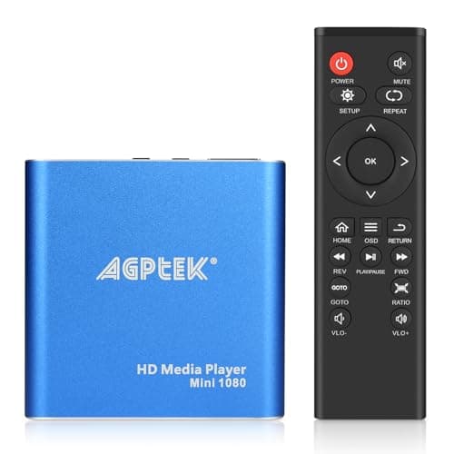 Lettore Multimediale, 1080p HDMI Lettore Multimediale per TV Mini HD Media Player con Telecomando per -MKV/RM- Unità USB HDD e Scheda SD(blu)
