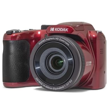 KODAK Pixpro Astro Zoom AZ255 - Fotocamera Digitale Bridge 16 MP, Zoom Ottico 25X, Video HD 1080p, Grandangolo 24 mm, Stabilizzatore Ottico di Immagine, Schermo LCD 3", Batterie AA - Rosso