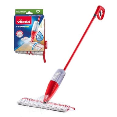 Vileda1.2 Spray Max Sistema Lavapavimenti con erogatore Spray, Con 2 panni in Microfibra riutilizzabili, Senza secchio, Per tutti i pavimenti, Sistema lavapavimenti sostenibile, Vileda love it clean