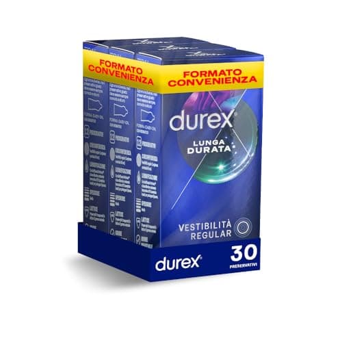 Durex Preservativi Lunga Durata, Preservativi Ritardanti per Lui, Formato Convenienza, 30 Profilattici
