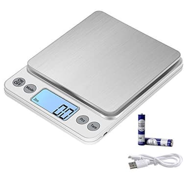 KUBEI grande dimensione 5kg/0.1g Bilancia digitale da cucina, Bilance Alimenti in acciaio inossidabile Tavolo di pesatura, USB Ricaricabile pesa in grammi e once