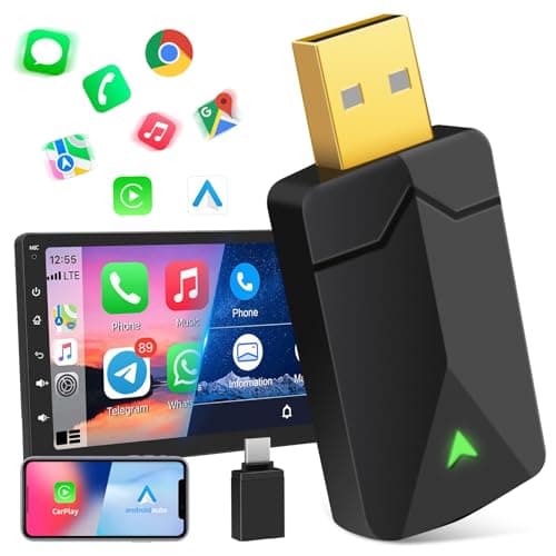 Adattatore Carplay Wireless & Android Auto Wireless 2 IN 1, Converte An-droid Auto/Carplay da cablato in Wire-less,Typ-C/USB Plug & Play Mini, Compatibile con iOS 10+ Android 11+