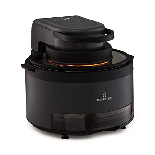 KLARSTEIN Friggitrice ad Aria 2 in 1 con Funzione Vapore, Air Fryer 1250W, Friggitrice ad Aria Calda Touch, Friggitrice Elettrica 6 Programmi, Timer, Accessori Extra, Friggitrice Aria e Vaporiera 5L