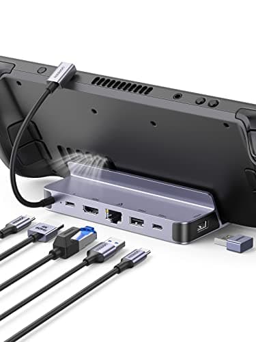 UGREEN Docking Station 6 In 1 Compatibile con Steam Deck ROG Ally Hub USB C HDMI 4K60Hz Adattatore Type C Ethernet RJ45 Gigabit PD 100W Carica Dock