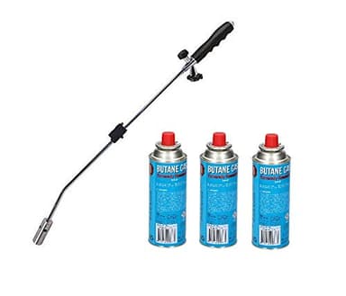 Bruciatore per erbe infestanti + 3 cartucce di gas butano accensione piezoelettrica diserbante bruciatore a gas