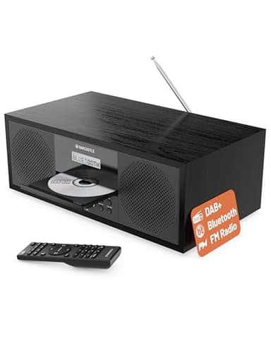60W Impianot Stereo Casa | Lettore CD HIFI Stereo con doppio allarme e 20 preselezioni | Lettore CD Hi-Fi con Altoparlanti Integrati e Display a LED | USB, MP3, AUX e Telecomando | Oakcastle DAB500