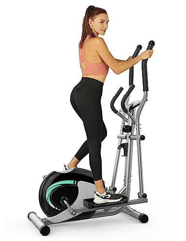 THERUN Ellittica da Casa, Ellittica Professionale Ultra Silenziosa con 8 Livelli di Resistenza Regolabile, Display LCD, Pedali Antiscivolo, Supporto Borraccia, Capacità Di Carico 120KG
