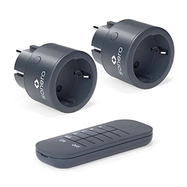 sonero® set di prese radio 2300 watt - 1x telecomando, 2x prese per uso interno, portata 30 m, antracite