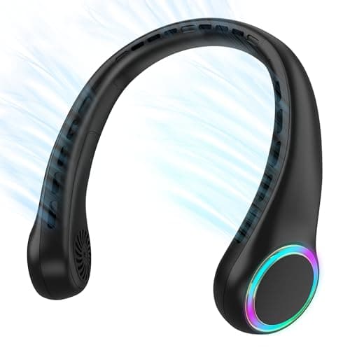 ITSHINY Ventilatore da Collo, Ventilatore da Collo Portatile, Mini Ventilatore Senza Pale USB Ricaricabile Batteria 4000 mAh Ventilatore Silenzioso Potente con 3 velocità e Luci LED per Ufficio Viaggi
