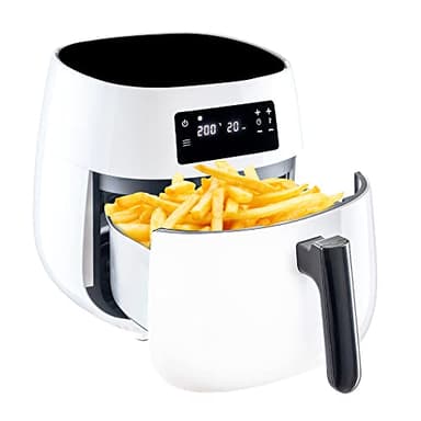 Tagars Friggitrice Ad Aria Calda Bianca Da 4 Litri Con Display Digitale, Sistema A Riscaldamento Rapido, 7 Programmi Di Cottura, Timer e Temperatura Regolabili 1400 W
