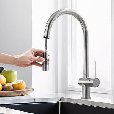 CECIPA Rubinetto Cucina con Doccetta Estraibile, Miscelatore, Rubinetti con 2 Getti D'Acqua, Rubinetto In Acciaio Inox, Miscelatore con Doccetta Estraibile, Kitchen Tap