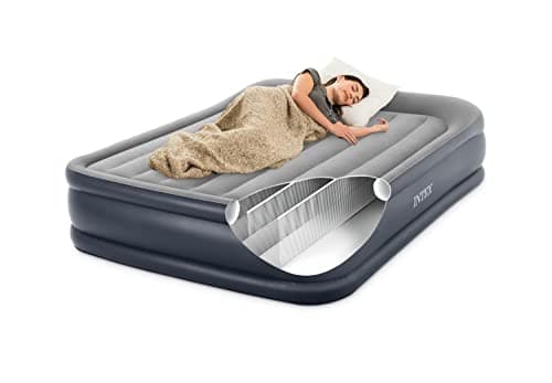Intex 64136ND - Materasso Dura-Beam Pillow Rest Deluxe Matrimoniale, Bicolore, con Pompa Elettrica Incorporata, 152x203x42 cm